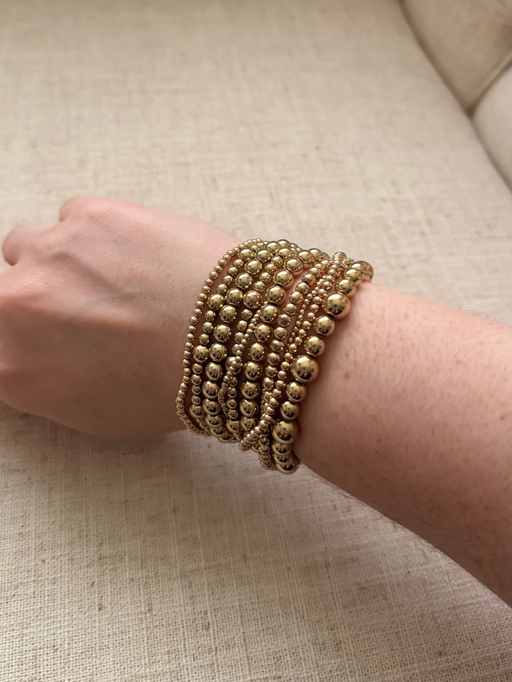 Gold Beaded Stretch Bracelets